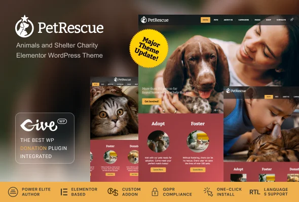 Pet Rescue - Animals and Shelter Charity WP Theme Preview