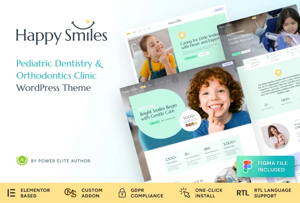Happy Smiles - Pediatric Dental Clinic & Dentist WordPress Theme Preview
